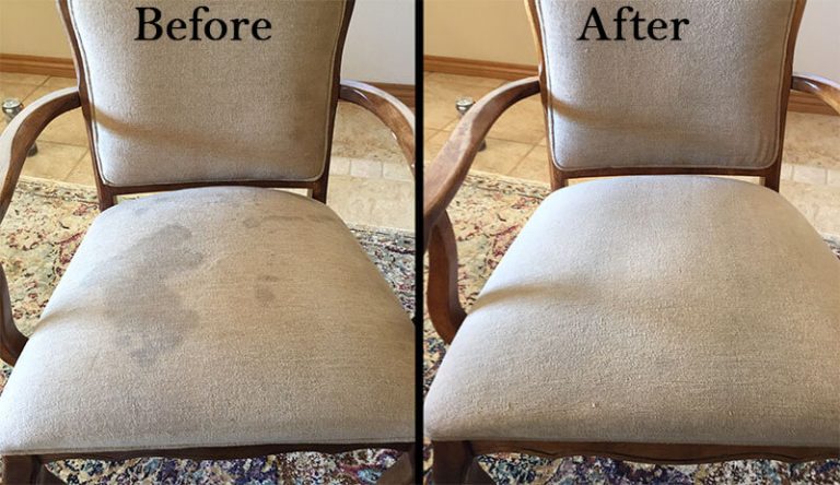 Chair upholstery stain removal result