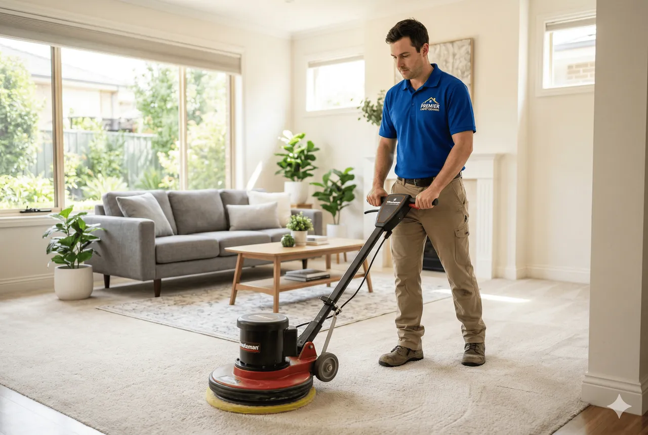 Professional carpet cleaning in progress in an Glenview home